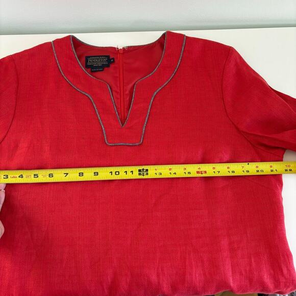 Pendleton Linen Lora Shift Dress Size 16 Cayenne Textured Red Relaxed Resort - Picture 12 of 12